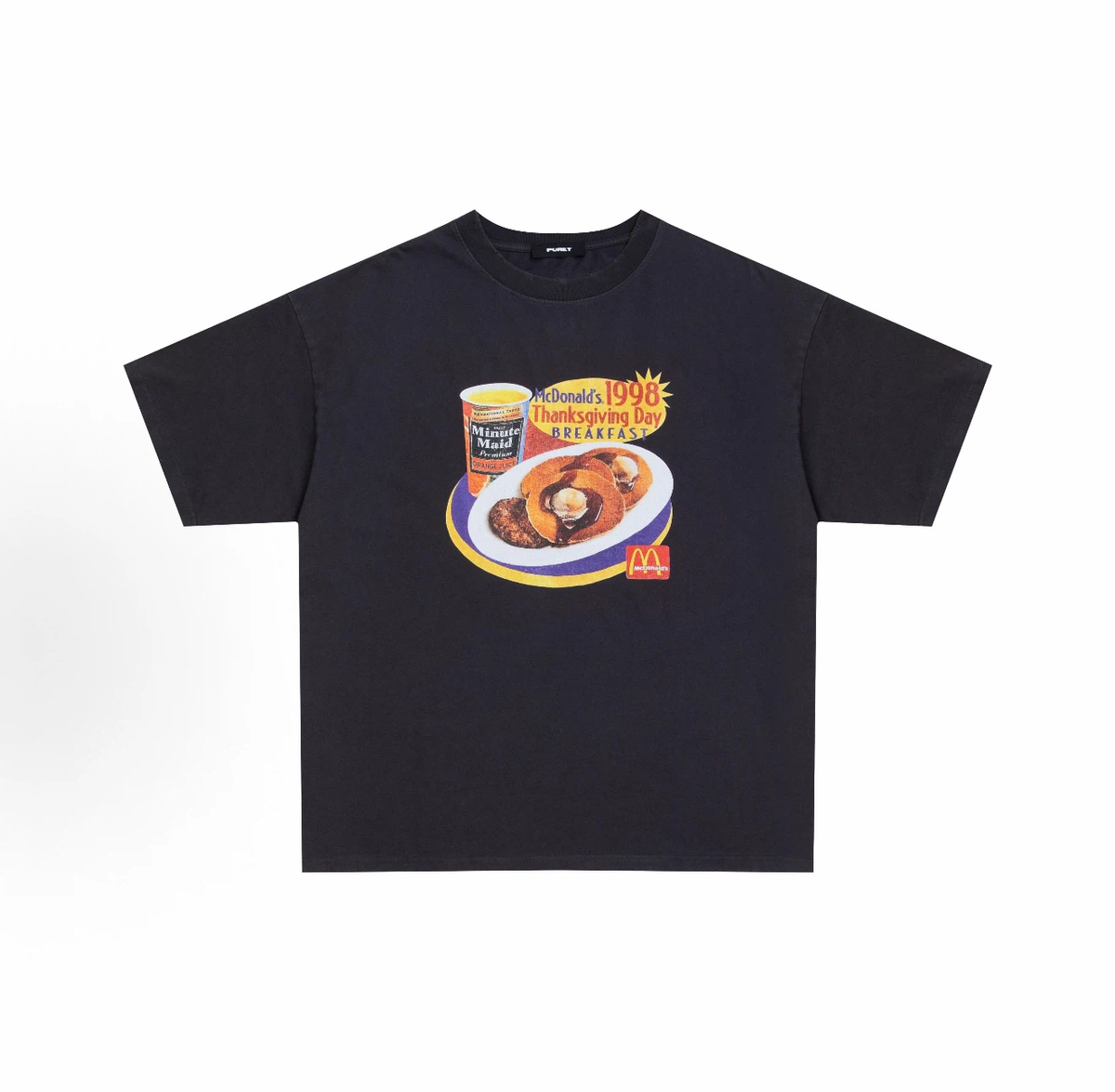 Vintage 1998 McDonald's Thanksgiving Breakfast Graphic T-Shirt, Retro Food Print Short Sleeve Tee, Oversized Unisex Casual Shirt